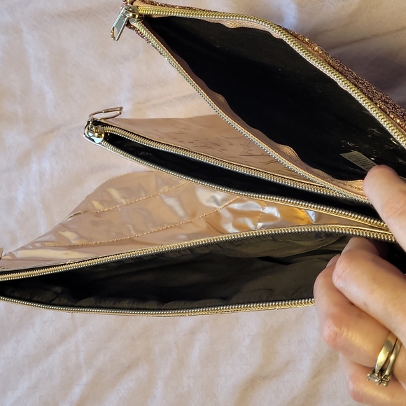 Trio of Victoria's Secret gold and pink sparkle pouches wristlets - Picture 7 of 13